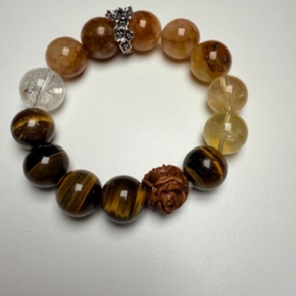 Tiger Eye × Golden Rutilated Quartz Bracelet - Picture 9 of 14